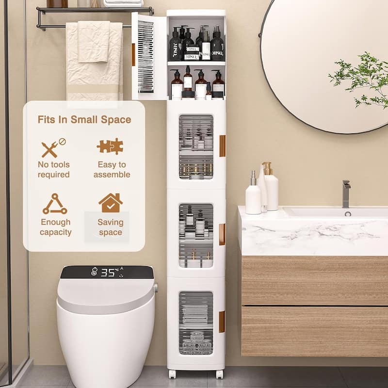 Javlergo 65" Narrow Tall Storage Bin 4 Tier Foldable Kitchen Storage ...
